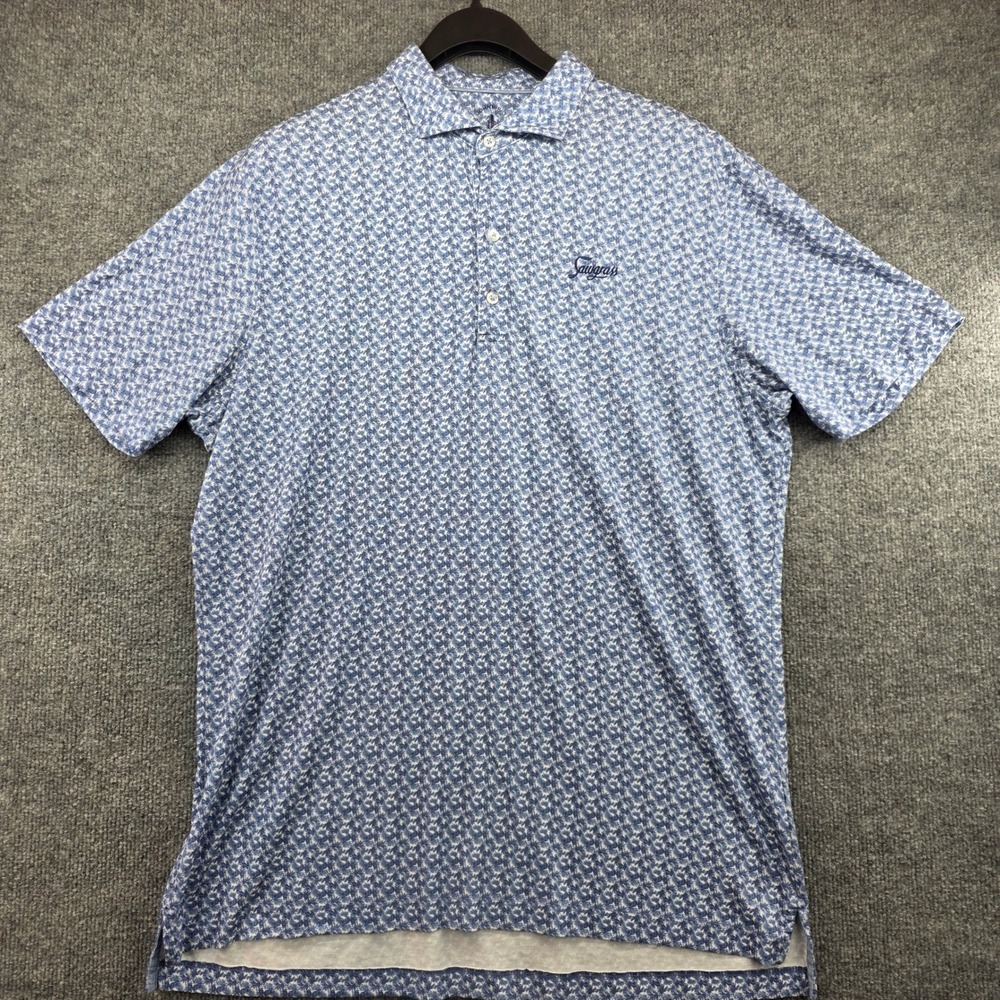 Johnnie-O Top Shelf Sawgrass Performance Polo Blue Floral Print Mens Large L